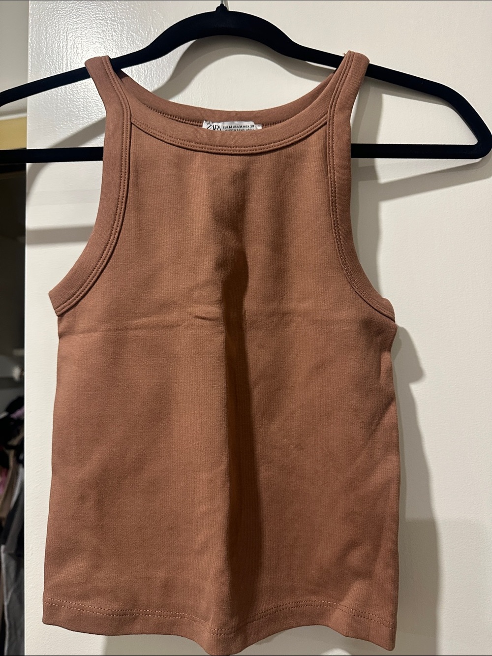 Zara Brown Ribbed Tank Top